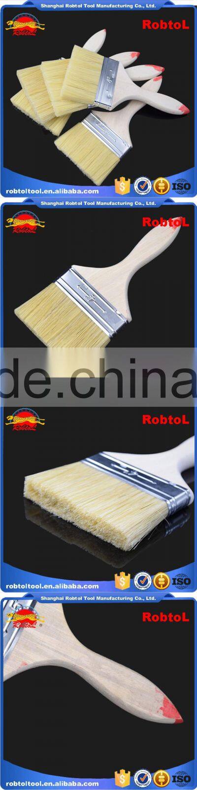 4" wall paint brush wood handle natural synthetic bristle blend filament