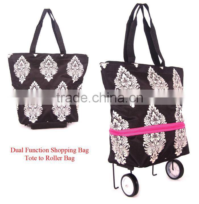 Shopping bag on Wheels expandable to lightweight Roller Bag with free Id Holder