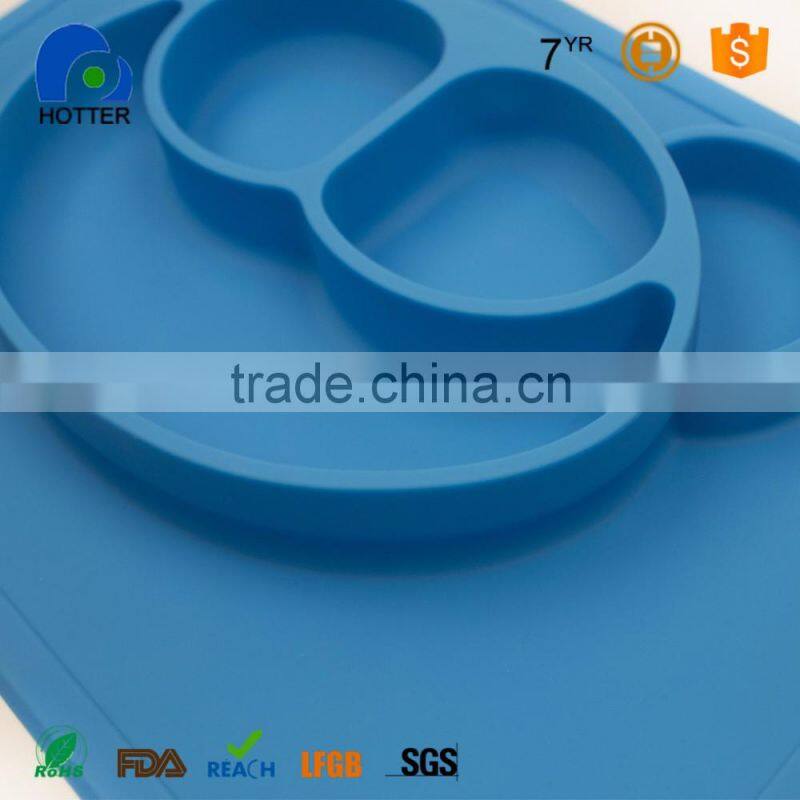2017 hot selling Amazon and ebay Suction Table Food Tray Placemat plate Silicone Baby Kids tray