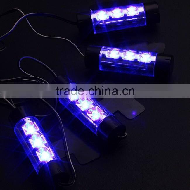 4Pcs Car Styling Interior Parking Decorative Light Passat B6 3 LEDs Led Lamp Car Door Charge 12V Glow 4in1 Atmosphere Blue Light