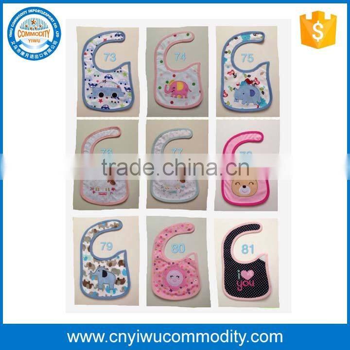 New embroidery cute baby bibs animals cotton baby bandana bibs
