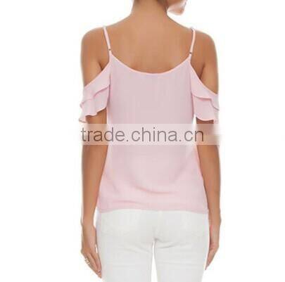 Woman Blouses Sexy Sleeveless Chiffon Ruffle Plus Size Ladies Blouses Casual Tops Clothing 2015 New Summer 4 Colors