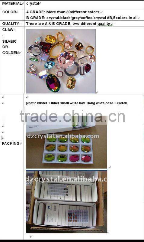 crystal glass point back chatons