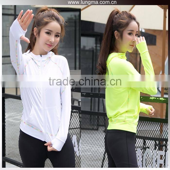 Long Sleeve Custom Women Cropped Compression Running Gym Hoodie