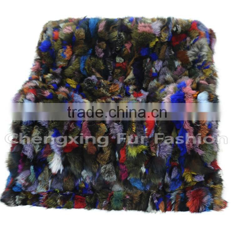 CX-D-124 Home Decora Wholesale Patchwork Colorful Fox Fur Throw Blanket