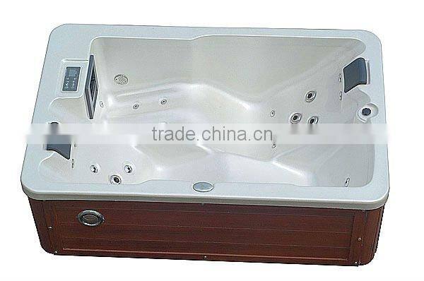 Family joyful outdoor spa/ whirlpool/hot tub with theraphy center