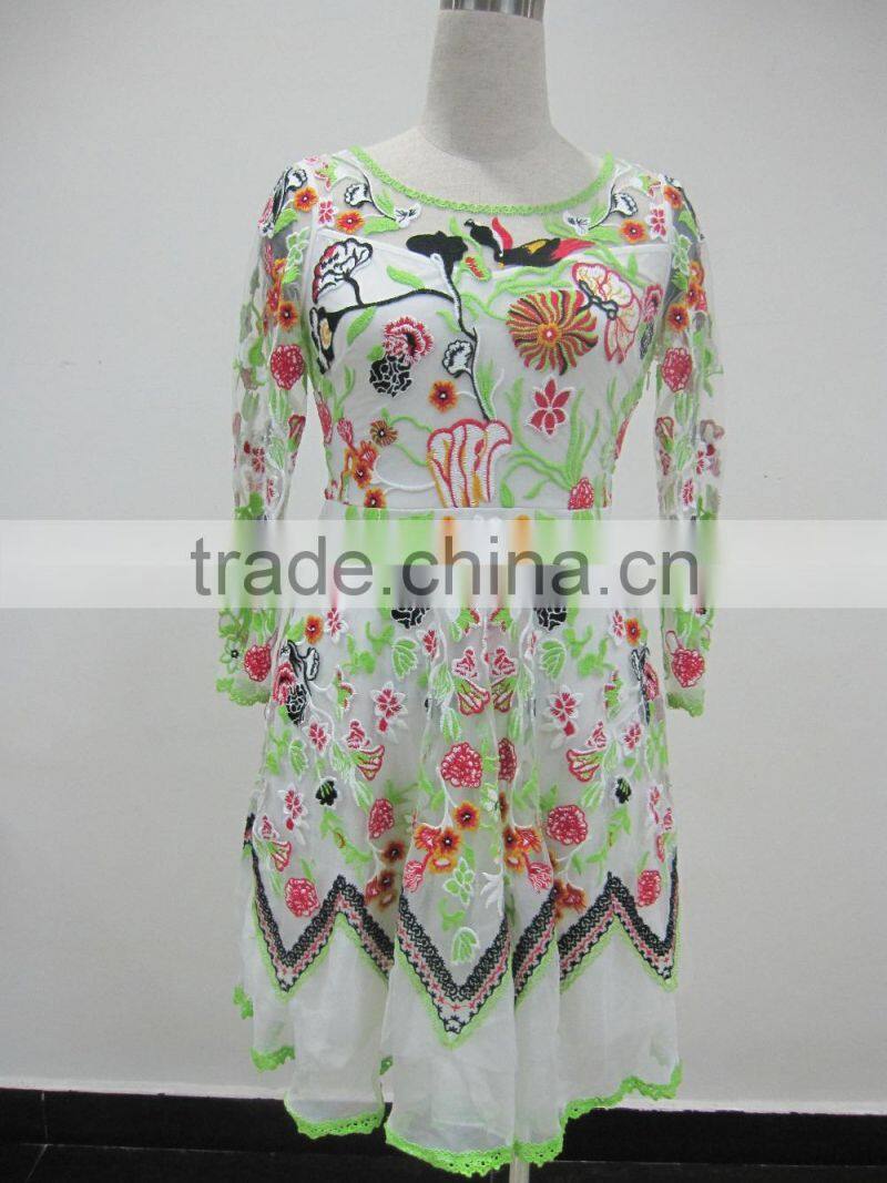 New arrival flower printing chiffon latest design maxi dress for women SR-D9787