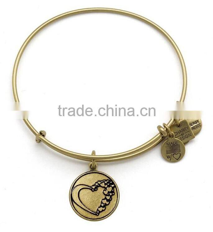2014 hot design anchor charm wire bracelet bangle jewelry custom inspired word stamped wire bangle jewelry antique logo bangle