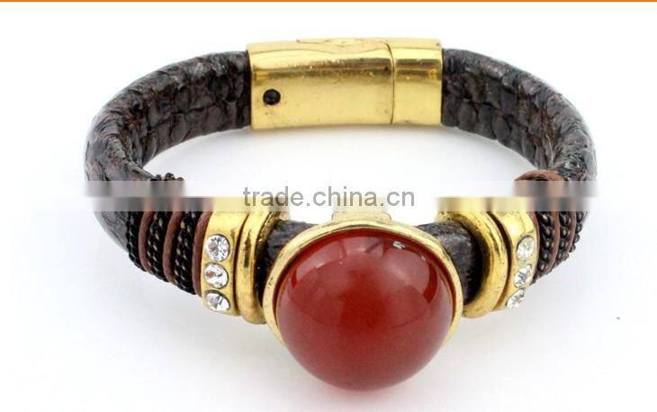 Mens snake leather bracelets,PU leather bracelets,custom logo magnetic bracelet