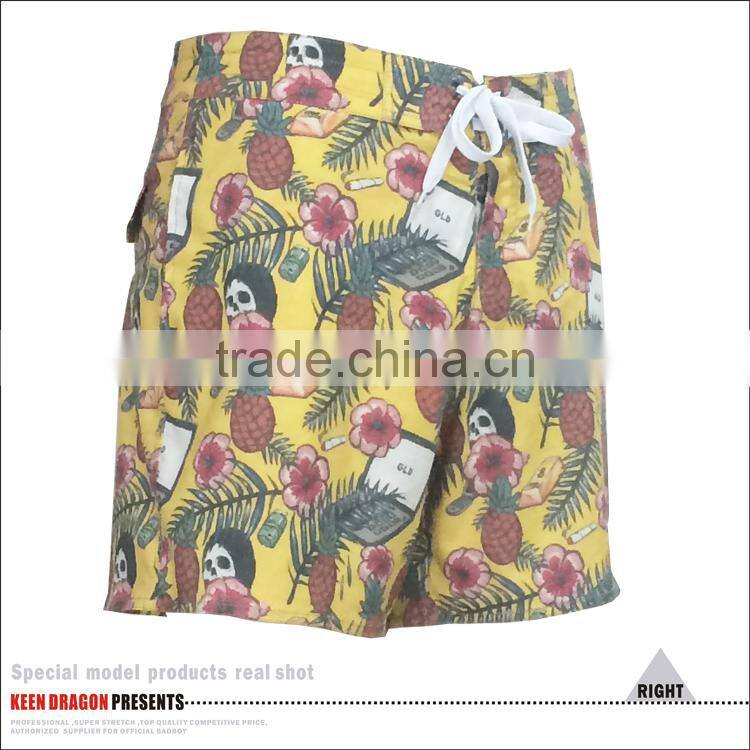 Direct Manufacturer OEM New allover pineapple print swimwear 2017 custom print men's swim trunks
