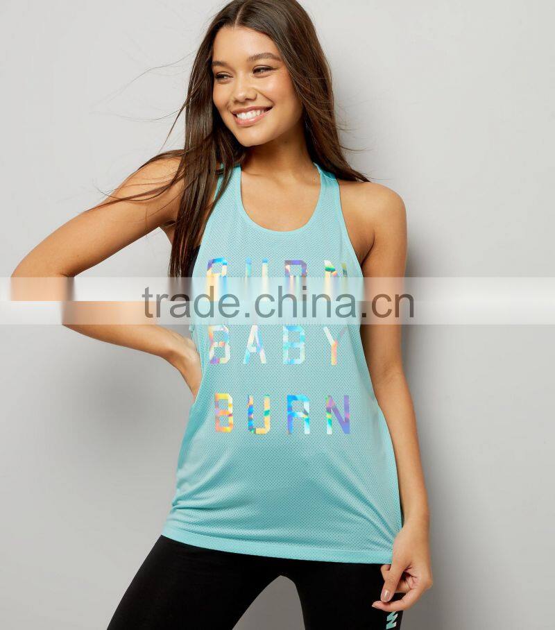 2017 Mgoo Tank Tops Green Print Logo Dri Fit Women Mesh Sports Vest 100% Polyester Sportswear Tank