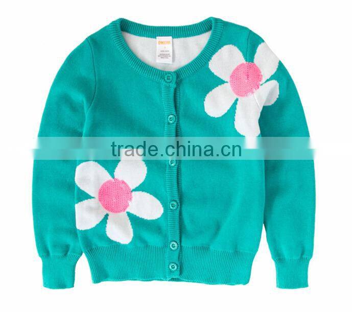 latest fancy flowers jacquard girls kids knitting cardigan sweater