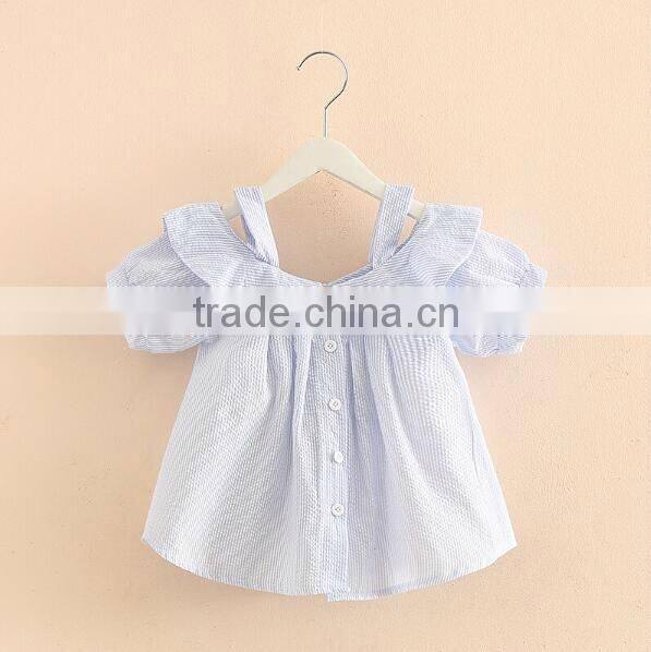 Kid fashion clothes seersucker blouse lovely girl shirt big collar fine shoulder straps clothing swimwear