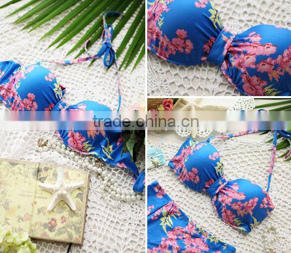 Wholesale Women ladies High Waisted Vintage Push Up Bandeau Bikini Sexy Swimsuit Swimwear M-XL SV006526