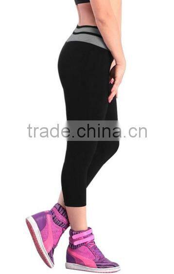 3/4 Length block color mixed design Women's Tights Capri Leggings for running yoga excersize dancing