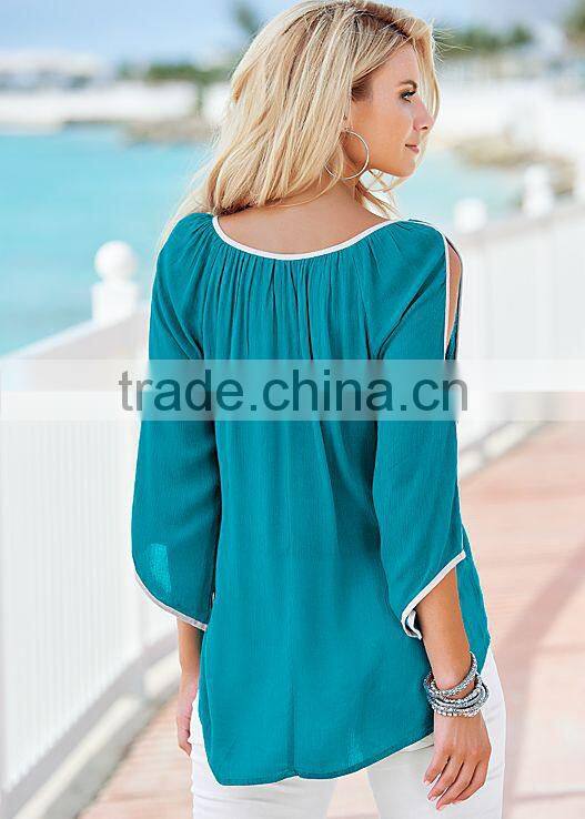 2016 Ebay Hotsale Womens puls size S-5XL tops and blouse offsholder batwing sleeves t shirts chiffon materails