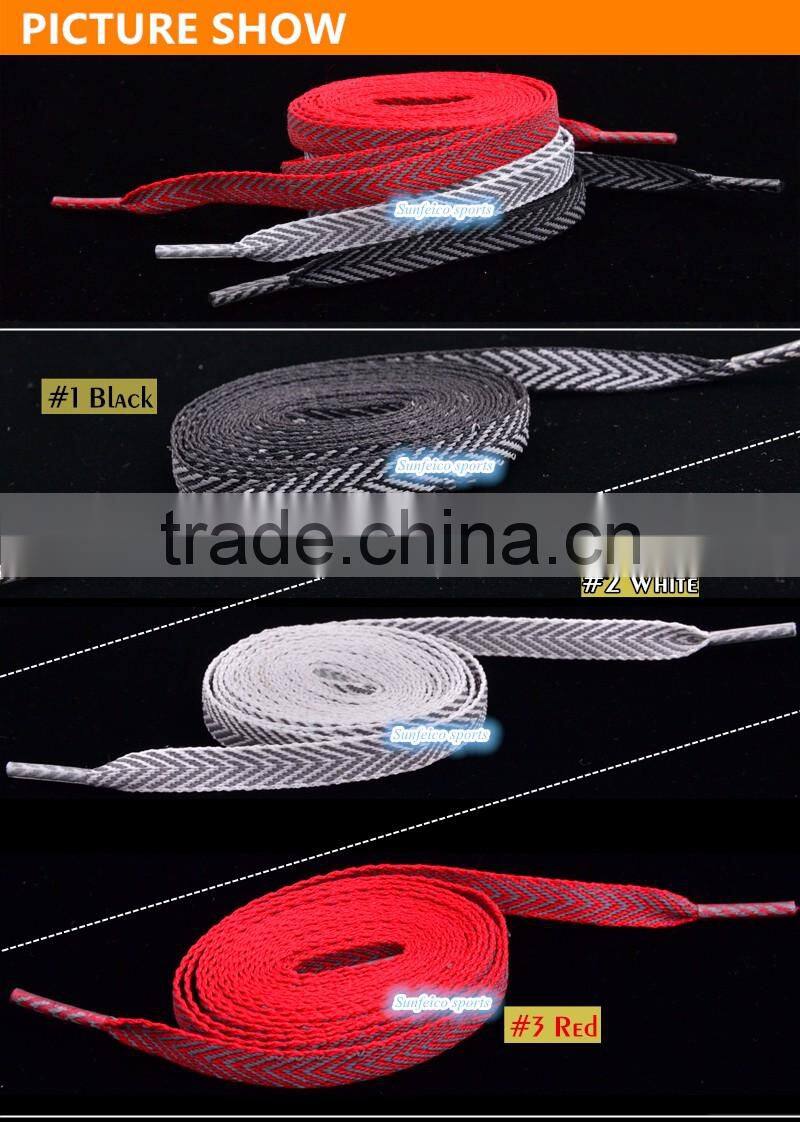 51 Inches White Shining Polyester 3M Reflective Shoelaces For Athletic&Fashion Sneakers - Customized Flat Safety Shoelaces