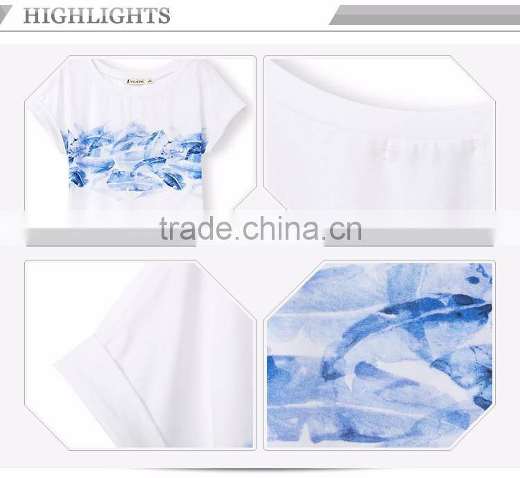 Customizable Pattern Printed O-Neck 2017 Summer Tops