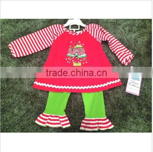 Hot sale baby clothes remake trousers ruffle sets pure red pants kids clothing cotton trim