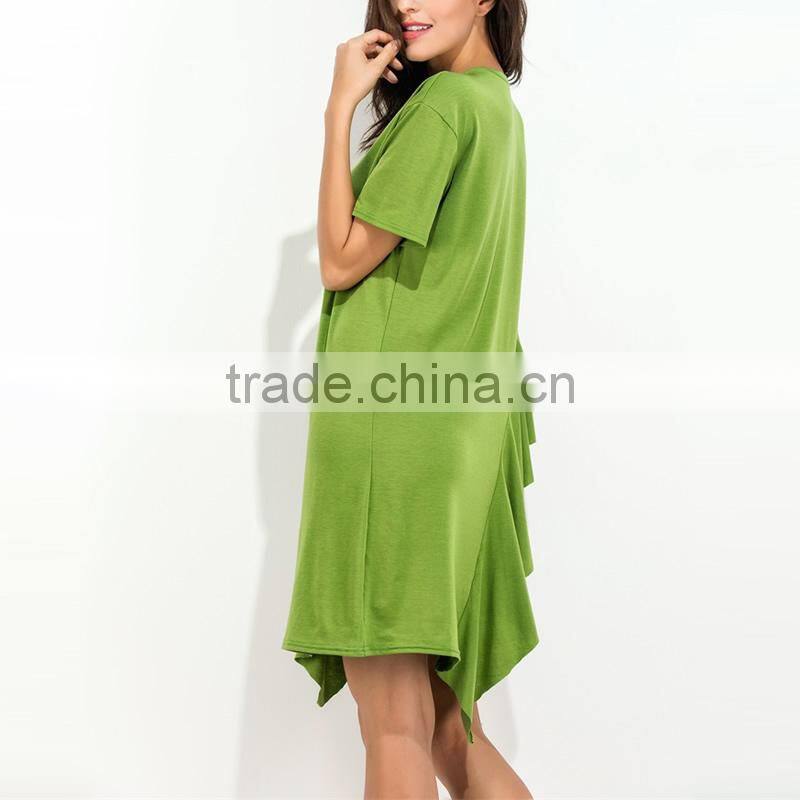 2017 New fashion One-piece loose Asymmetrical dress