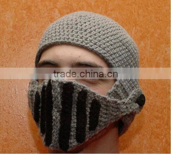 Hot Sell Roman Knight Helmet Hat Crochet Winter Warm Mask Beanies cap