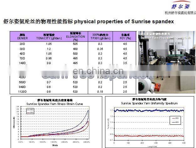 Top quality AA grade spandex yarn 30D for beachwear