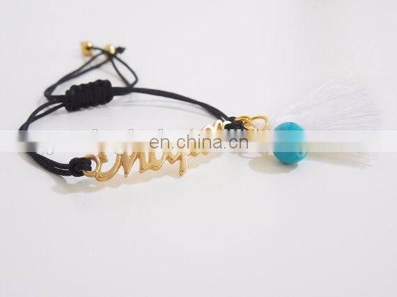 Fashion mother tassel jewelry cheap gold greek letter charm bracelet design for girls