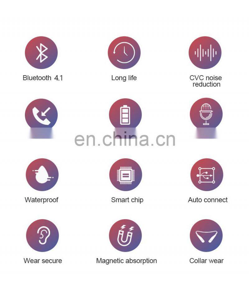 IPX7 Waterproof Magnetic Sports Wireless Earphone super Bass Stereo wireless neck Band Wireless Headphone