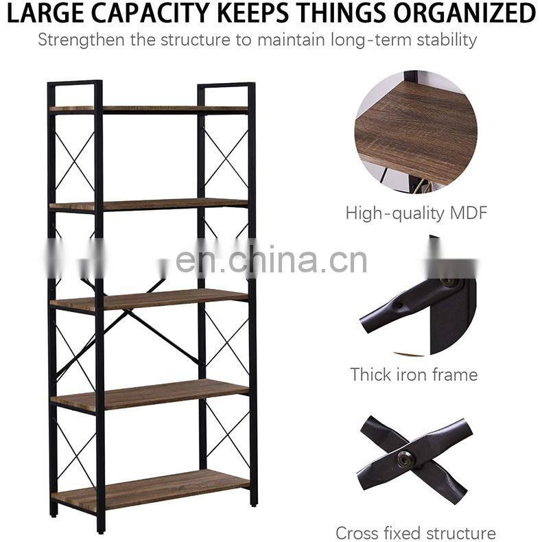 Industrial Bookshelf Vintage Bookcase and Bookshelves Rustic Wood and Metal Shelving Unit