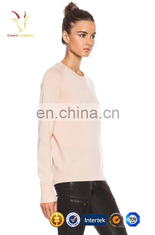 Ladies Knitted Pink Cashmere Sweater for Spring Knitwear