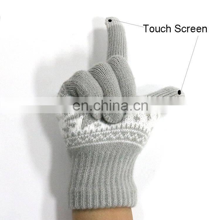 Cute Touch Screen Winter Gloves Custom Logo Smartphone Touch Gloves Knitted Jacquard Touchscreen Gloves For Texting Running
