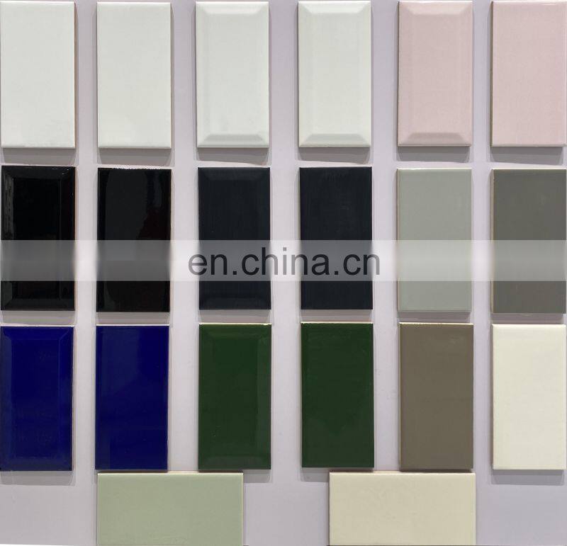 wavy edge handmade 75x300mm glossy dark grey subway tile ceramic wall tile OP035YE