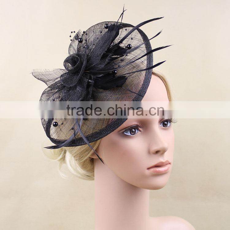 New Design Chunch/Wedding/Party Hair Clip Fascinator Sinamay Hat With Pearl Decorate