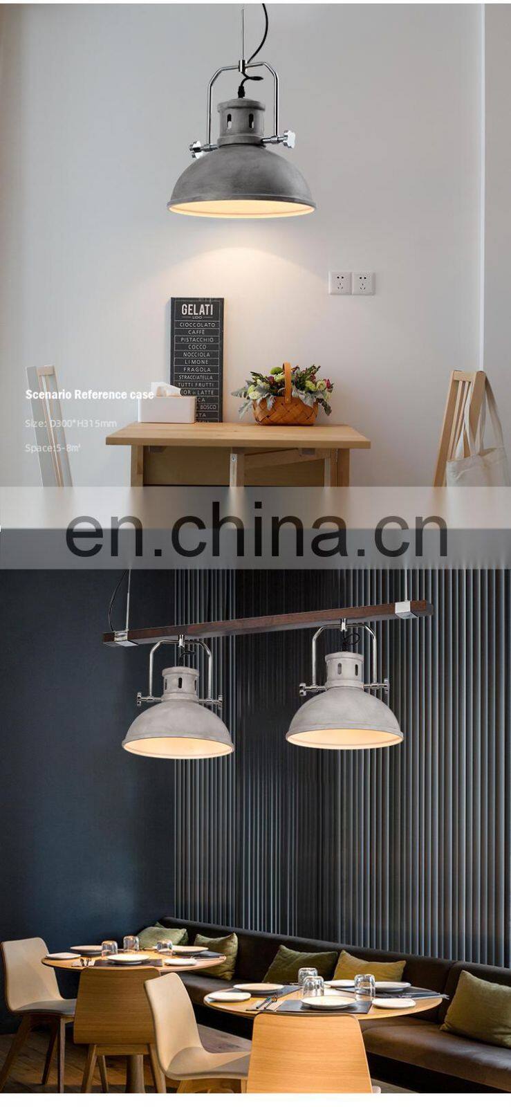 HUAYI Factory Wholesale Vintage Decoration Iron Solid Wood Indoor 5W 10W Living Room Kitchen Hanging LED Pendant Light