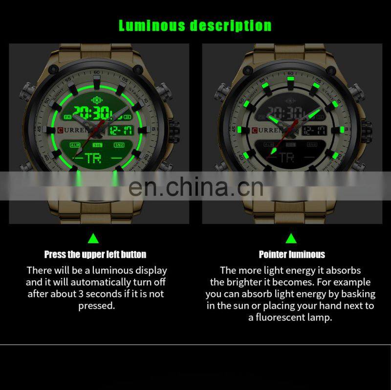 CURREN 8404 Top Luxury Brand Mens Watches Waterproof LED Quartz Digital Sport Fashion Men Wrist Watch