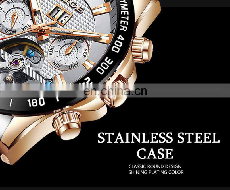 LIGE 10034 Mens Quartz watch Automatic Mechanical Wristwatches Stainless Steel Watch Mens