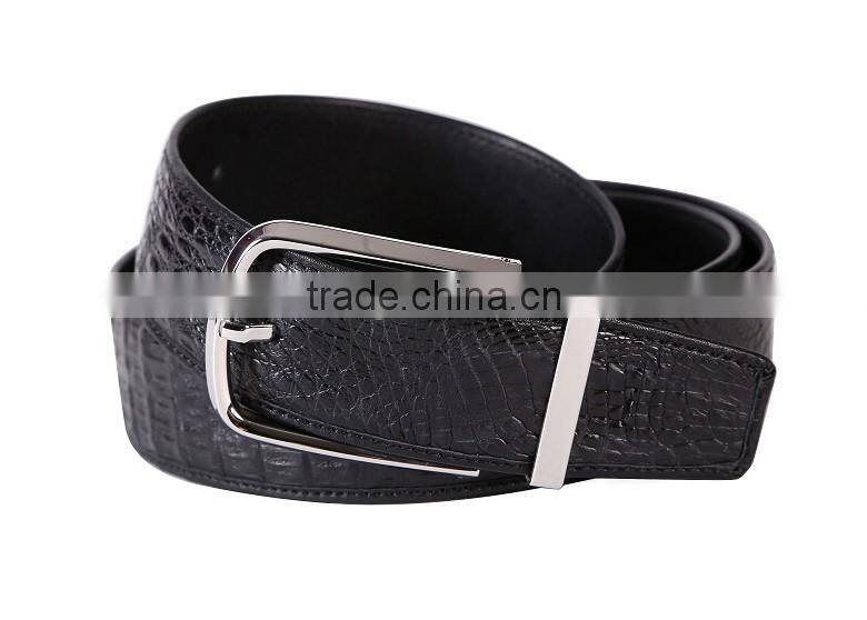 100% good quality gift genuine crocodile skin leather classic belt factory hot selling pin buckle belt for men simple noble
