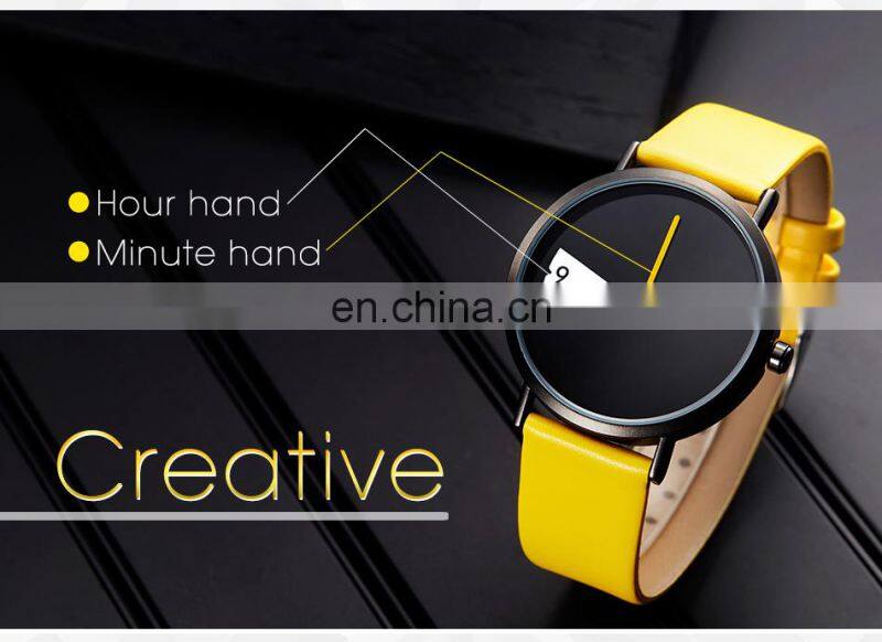 SHENGKE New Trendy Handwatchs Minimalist Dial Design Watchs Black PU Strap Wrist Watchs K0090L
