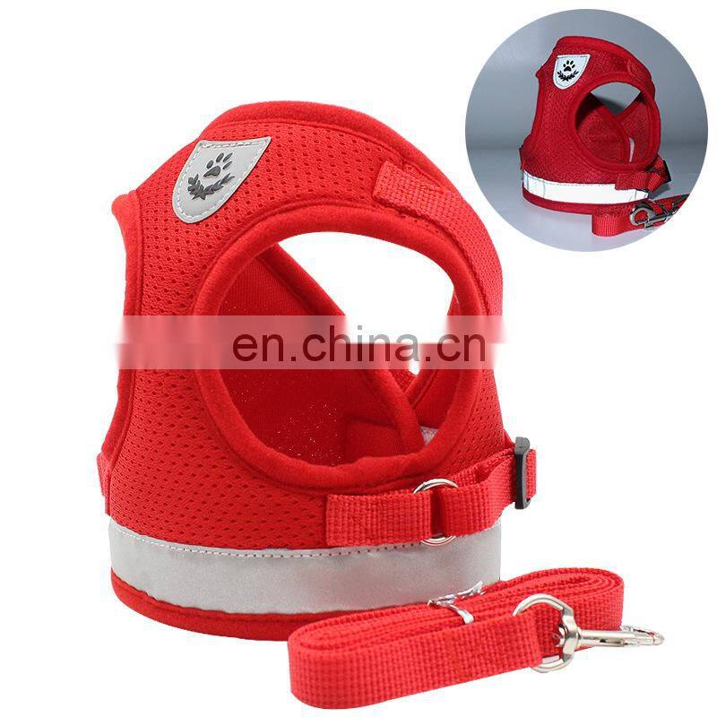 Dog Harness with Leash Summer Pet Adjustable Reflective Vest Walking Lead for Puppy Polyester Mesh Harness