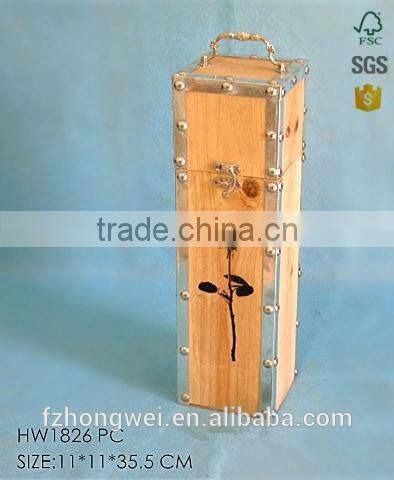 Hongwei Handmade Antique Vintage Wooden Wine Box/Wooden Wine Packing Box for 1 Bottle