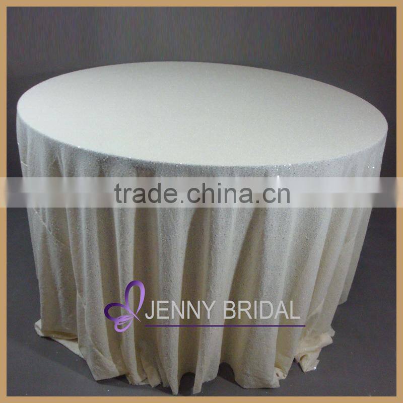 SQN#47 high quality wedding party cream beige sequin restaurant table cloth