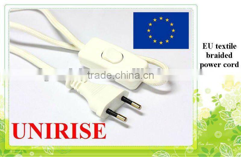 EU lamp and light power cord with textile braided cable
