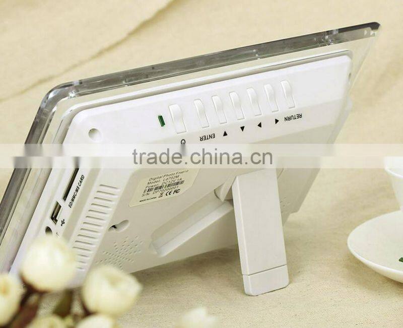 New 7" HD TFT-LCD Digital Photo Picture Frame Alarm Clock MP3 MP4 Movie Player with Light Remote Desktop EU/US Plug