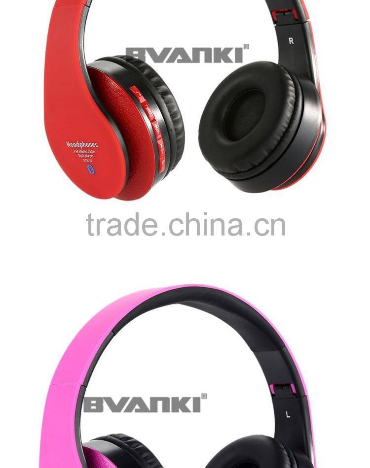 New products 2016 STN-12 HIFI Noise isolating headband headphones wireless bluetooth headset with fm and tf card