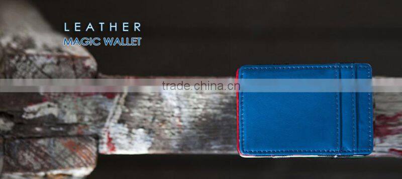 Elastic distressed leather magic wallet