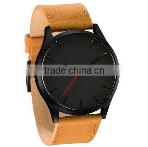 New Popular Items Silver Case With Black Leather Strap Men Watch