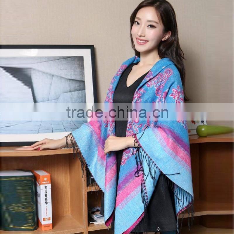 Tassel Flower Paisley Jacquard Square Lady Shawl