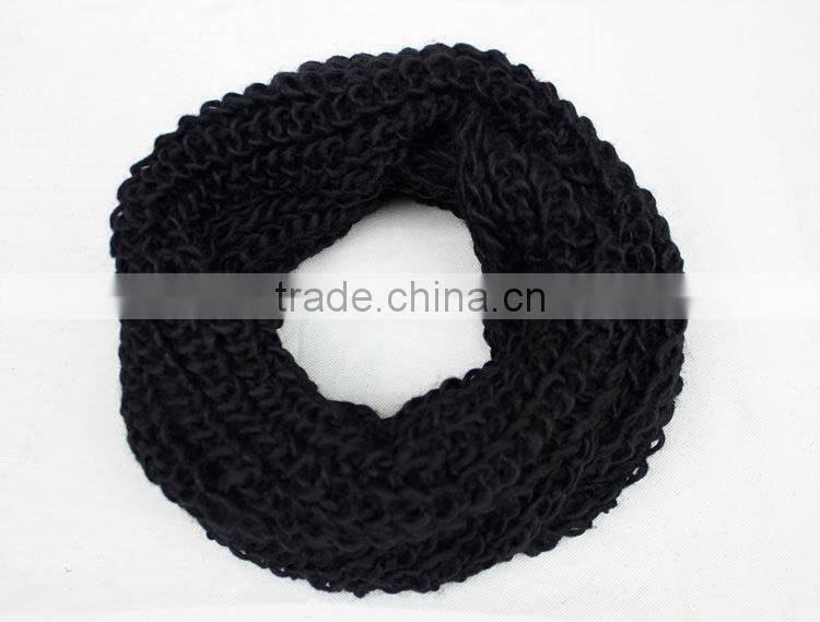 Wholesale Fashion Plain Solid Color Wool Circle Loop Infinity Women Knitted Scarf