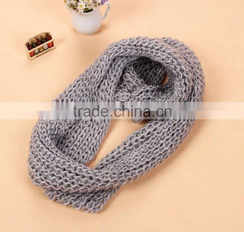 Wholesale Fashion Plain Solid Color Wool Circle Loop Infinity Women Knitted Scarf