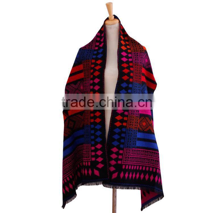 Winter Warm Fashion Ladies Cashmere Tartan Shawl Scarf Manufacturer